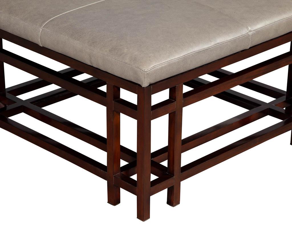 Modern Leather Top Coffee Table Ottoman by Baker Furniture