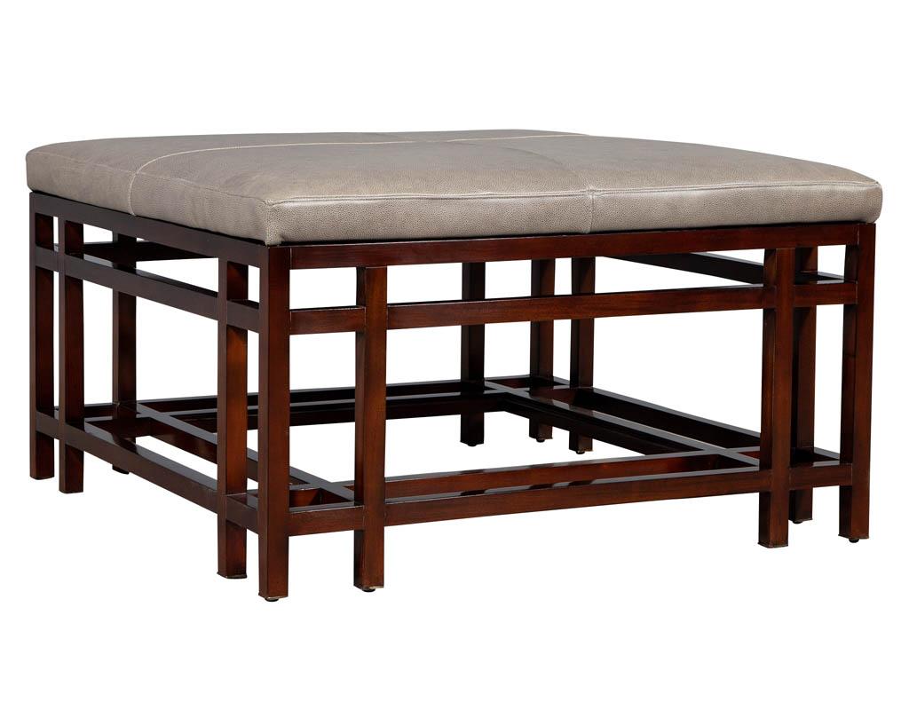 American Leather Top Coffee Table Ottoman by Baker Furniture