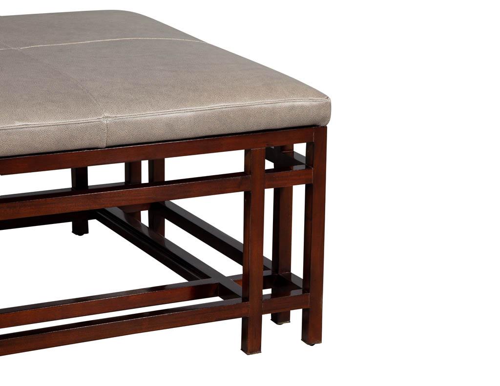 Contemporary Leather Top Coffee Table Ottoman by Baker Furniture