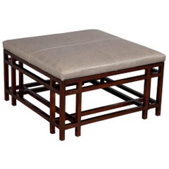 Leather Top Coffee Table Ottoman by Baker Furniture