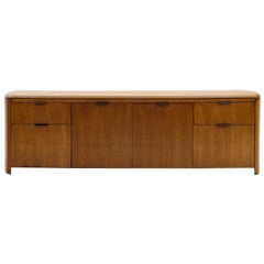 Leather Top Credenza by Edward Wormley for Dunbar, Bleached Mahogany Case