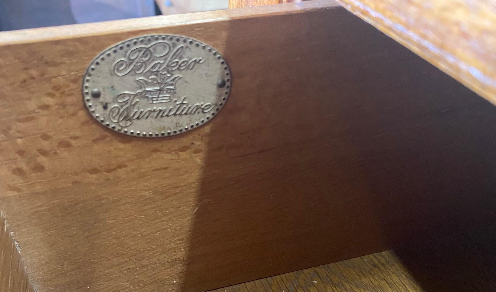 Leather Top Desk by Baker In Good Condition In Pomona, CA
