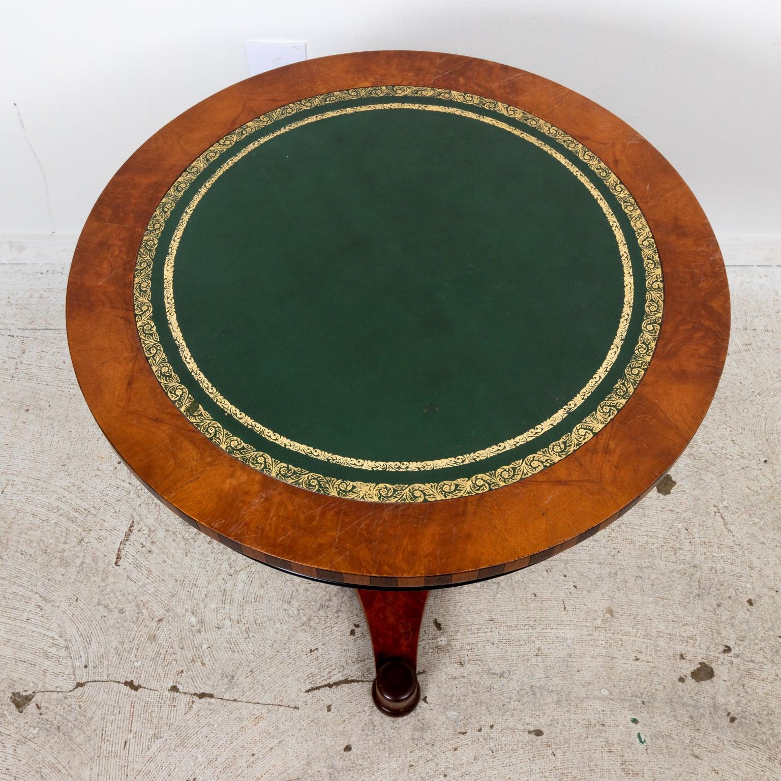 American Classical Leather Top Drum Table For Sale