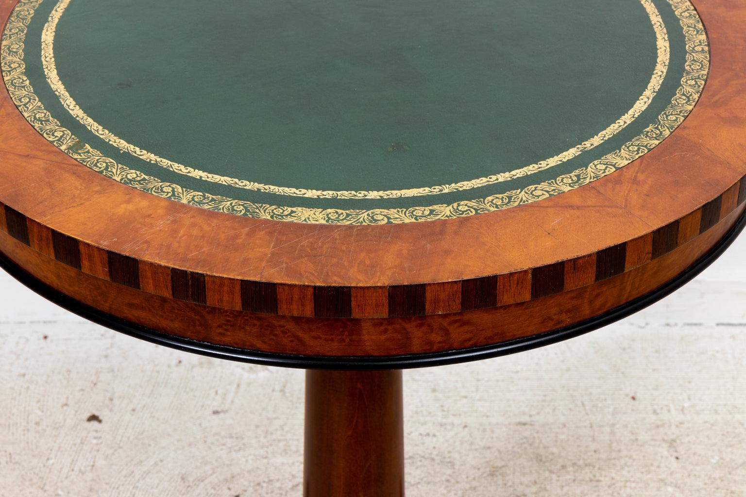 Leather Top Drum Table In Good Condition For Sale In Stamford, CT