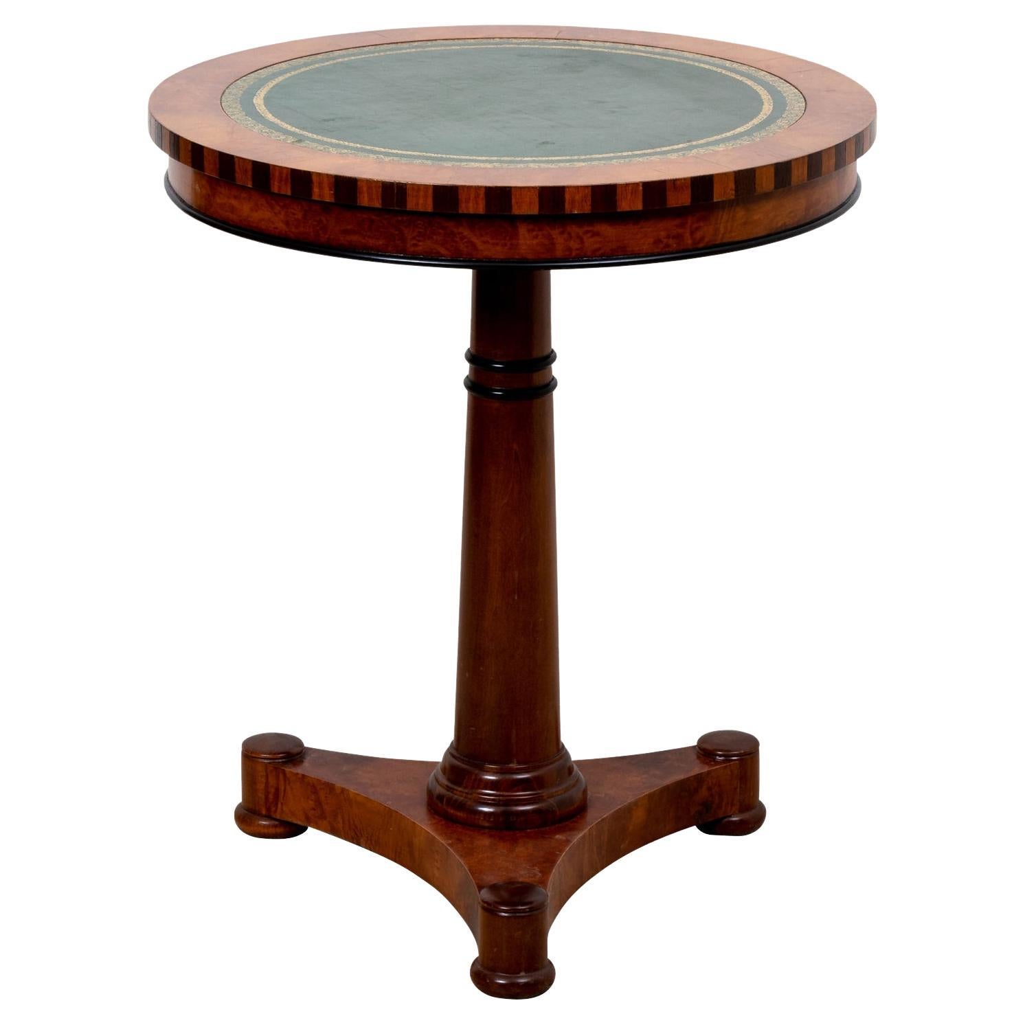 Leather Top Drum Table For Sale