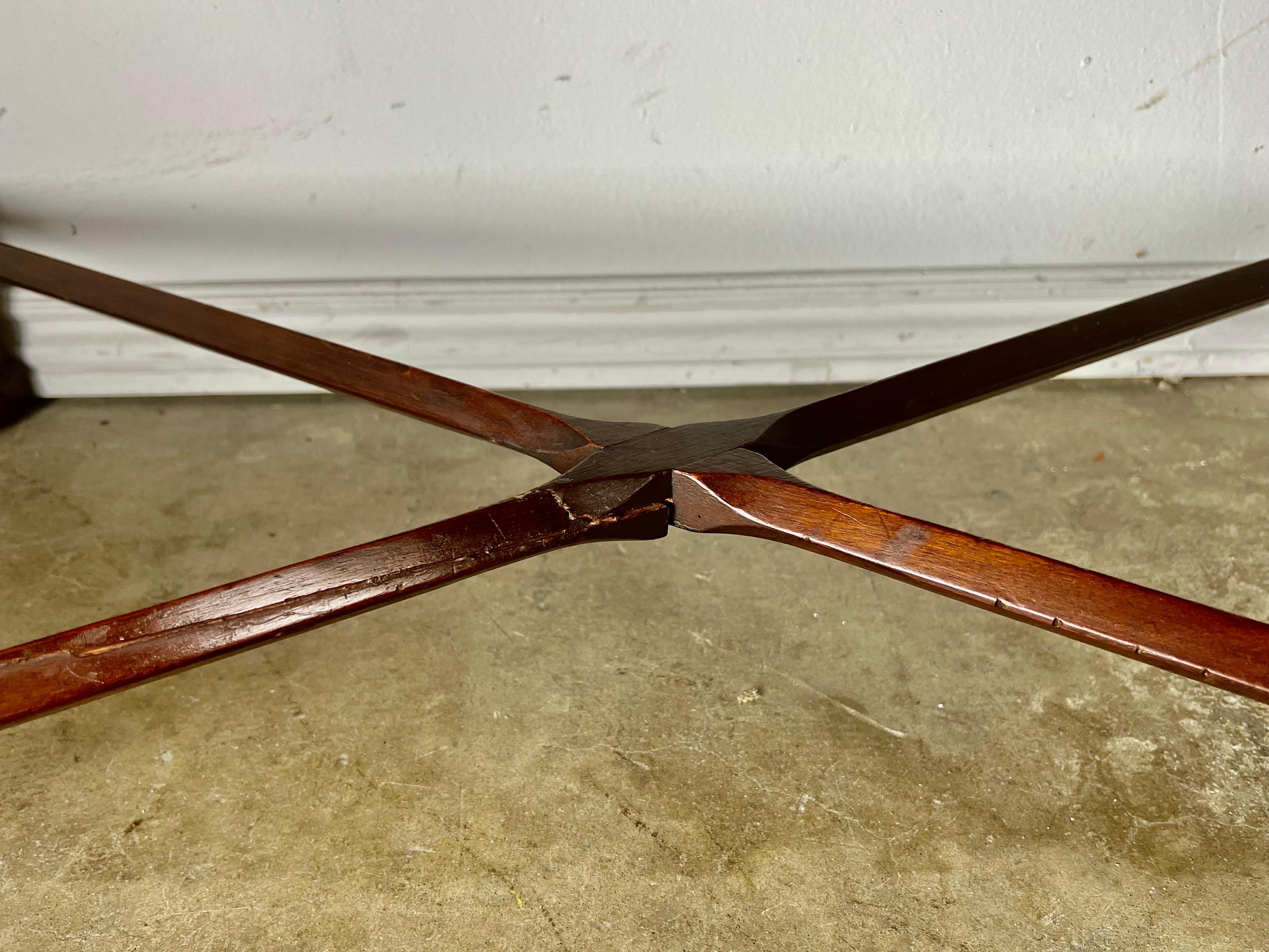 Leather Top English Tea Table For Sale 4