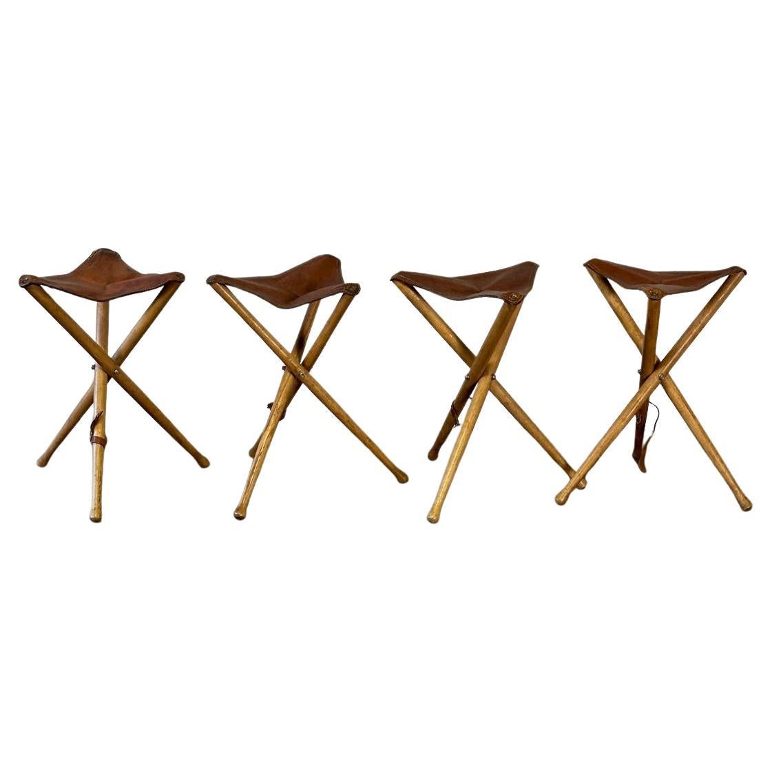 Leather Top Folding Tripod Stools