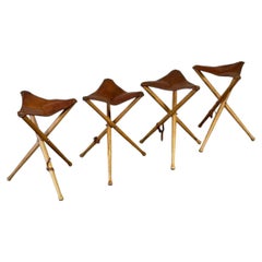 Leather Top Folding Tripod Stools