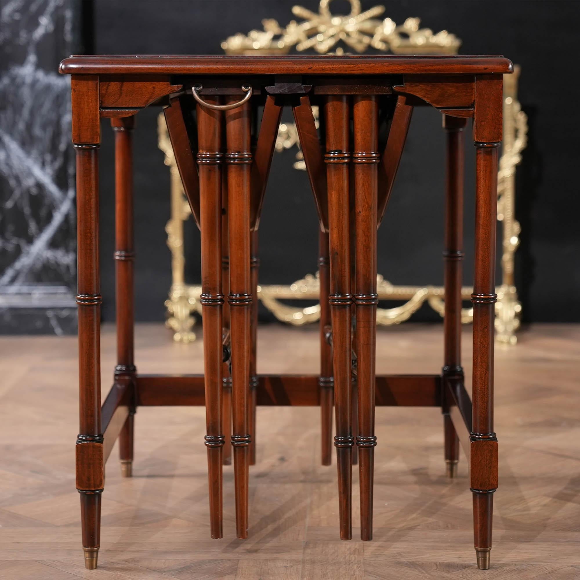 Renaissance Leather Top Nesting Table For Sale