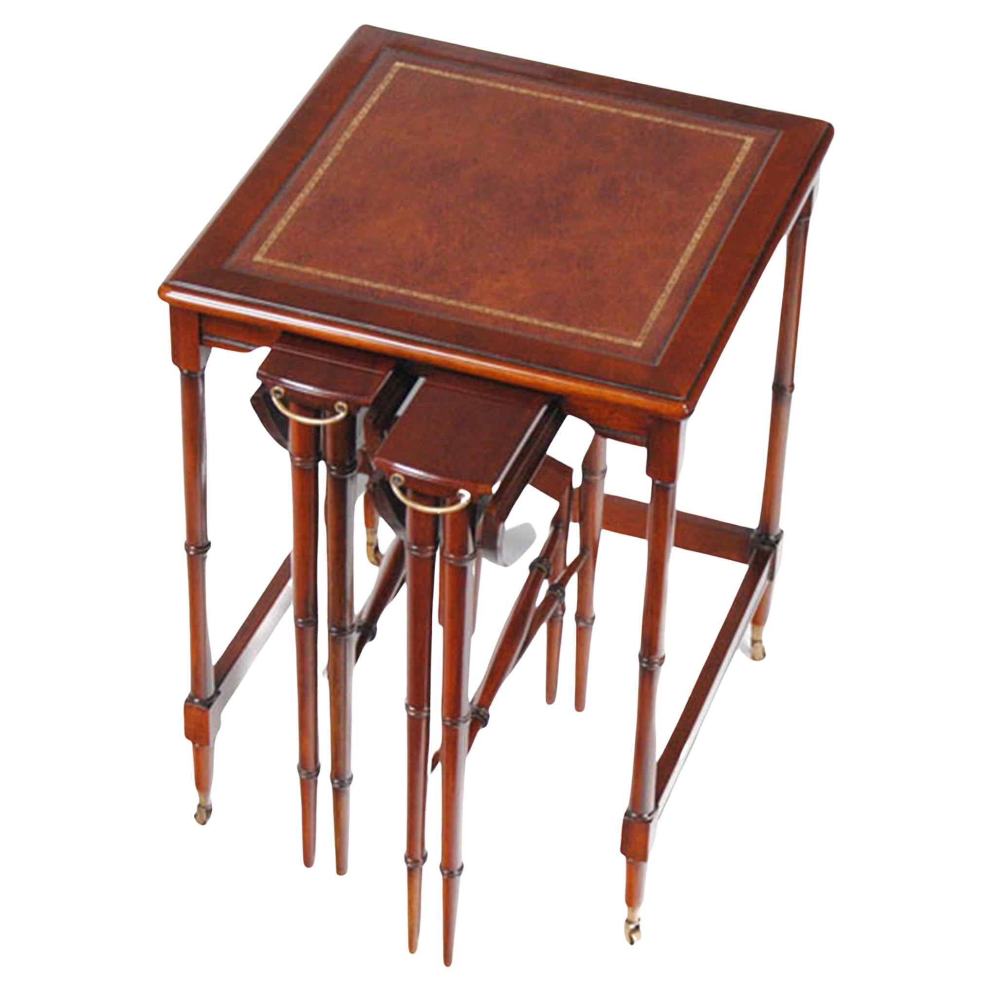 Leather Top Nesting Table For Sale