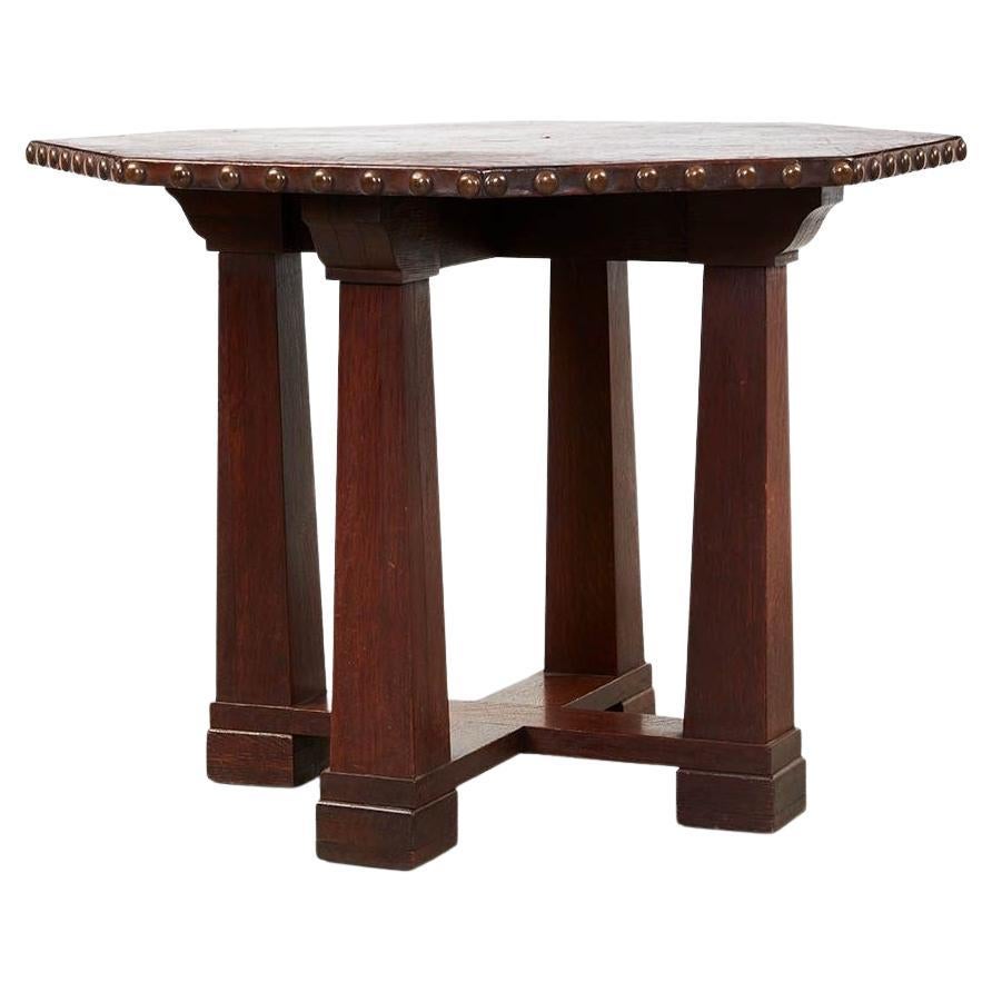 Table centrale octogonale à plateau en cuir en vente