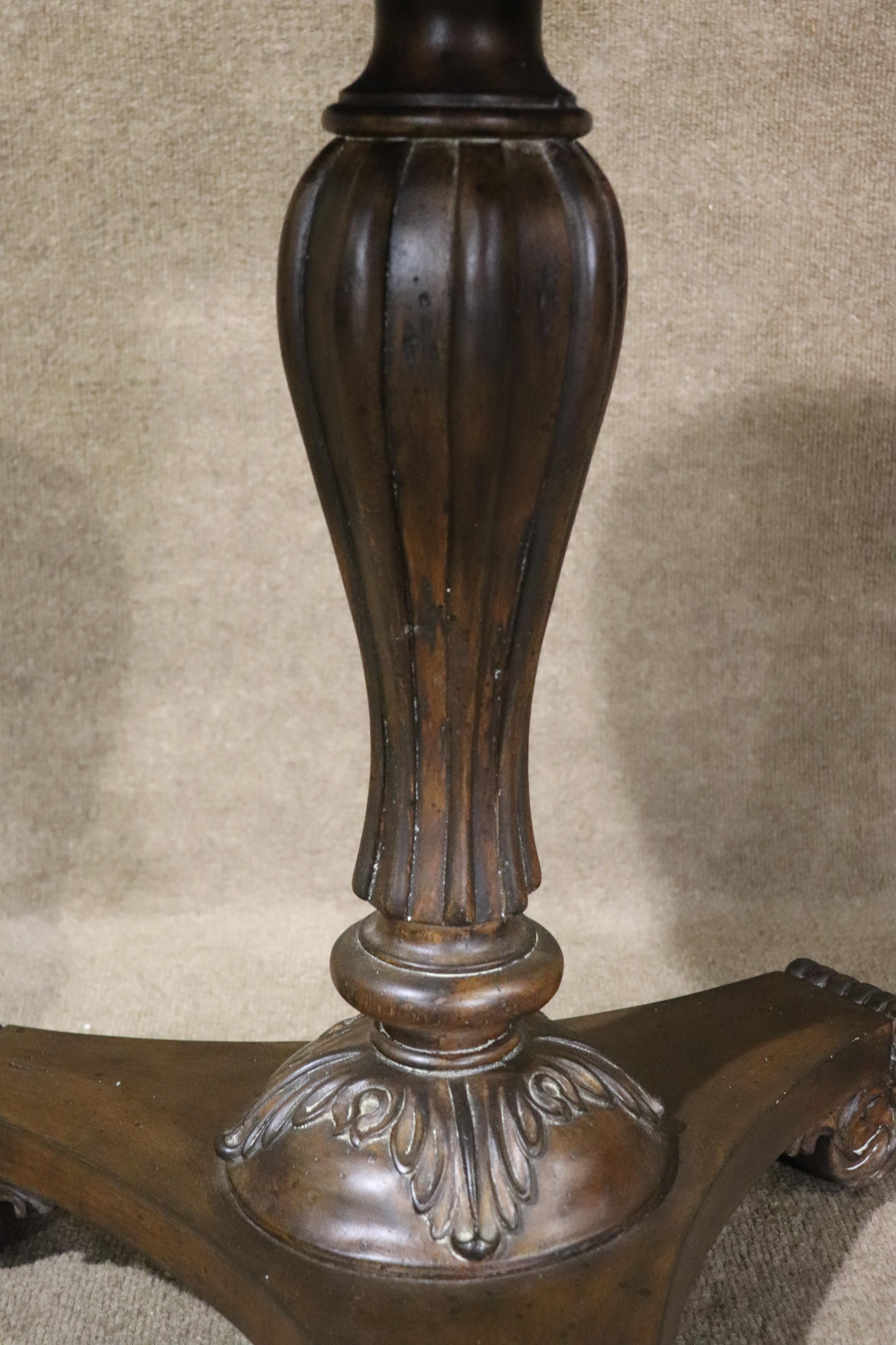 20th Century Leather Top Pedestal Table For Sale