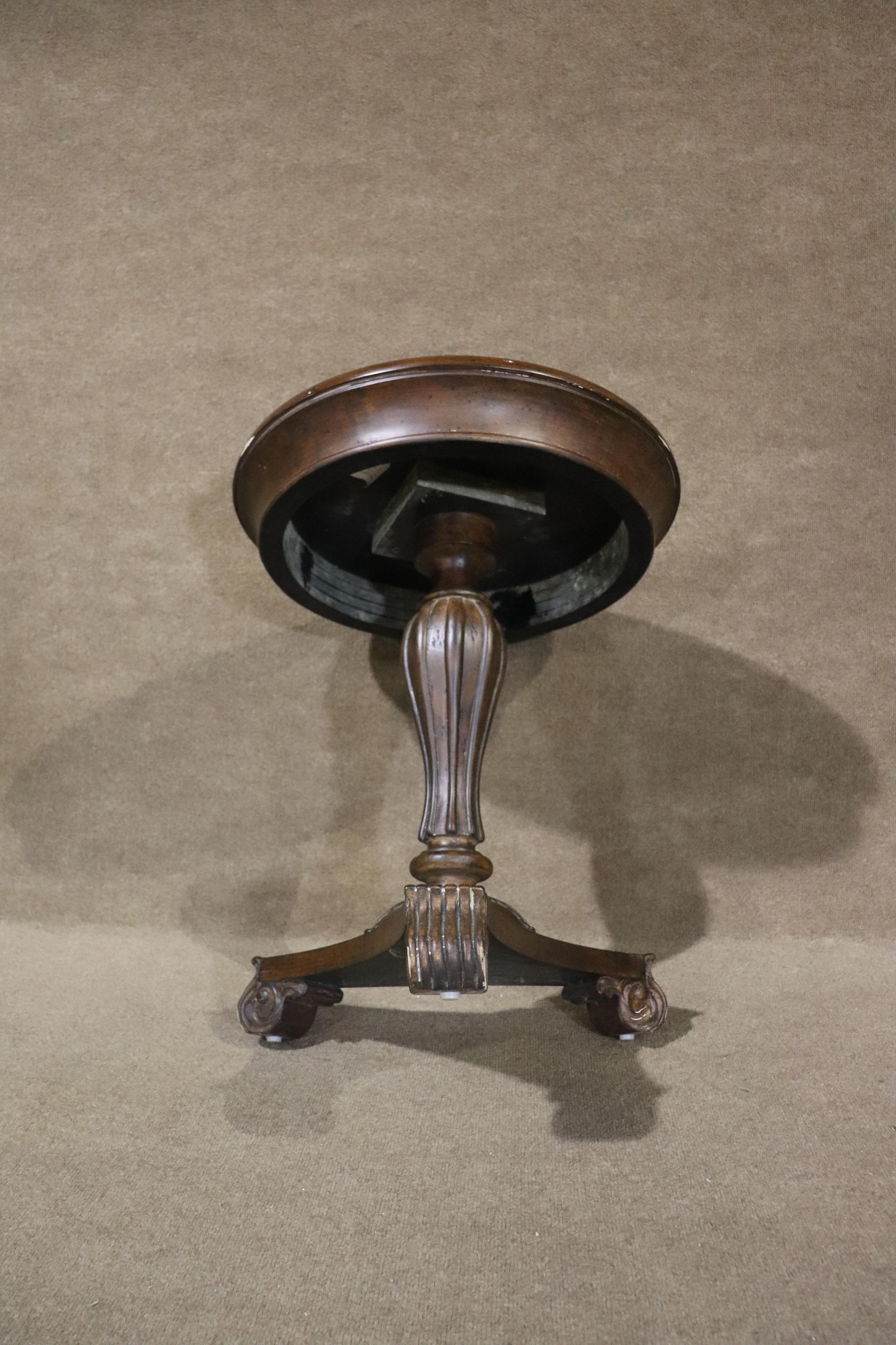 Leather Top Pedestal Table For Sale 2
