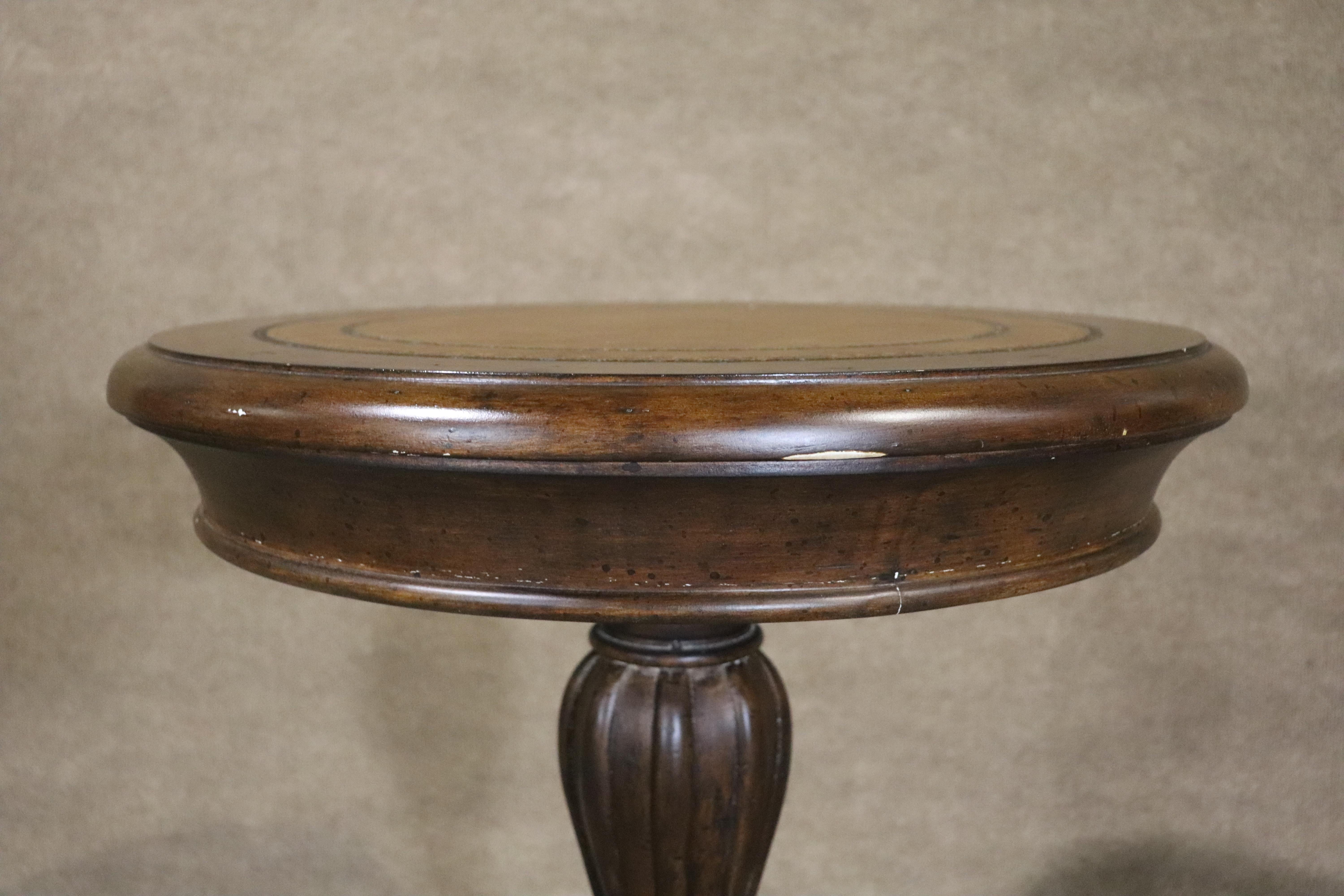 Leather Top Pedestal Table For Sale 4