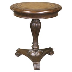 Vintage Leather Top Pedestal Table