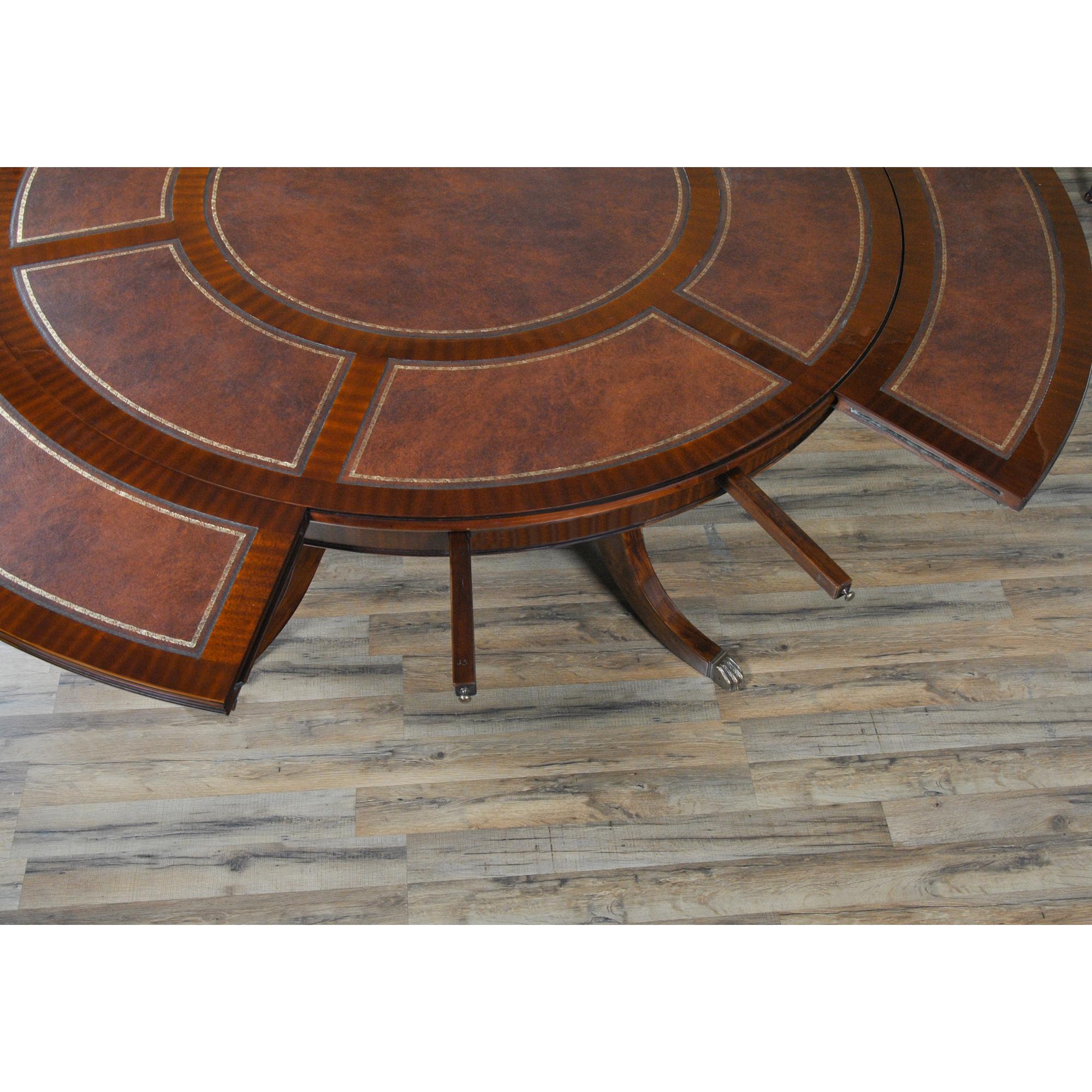 Leather Top Perimeter Dining Table  For Sale 4
