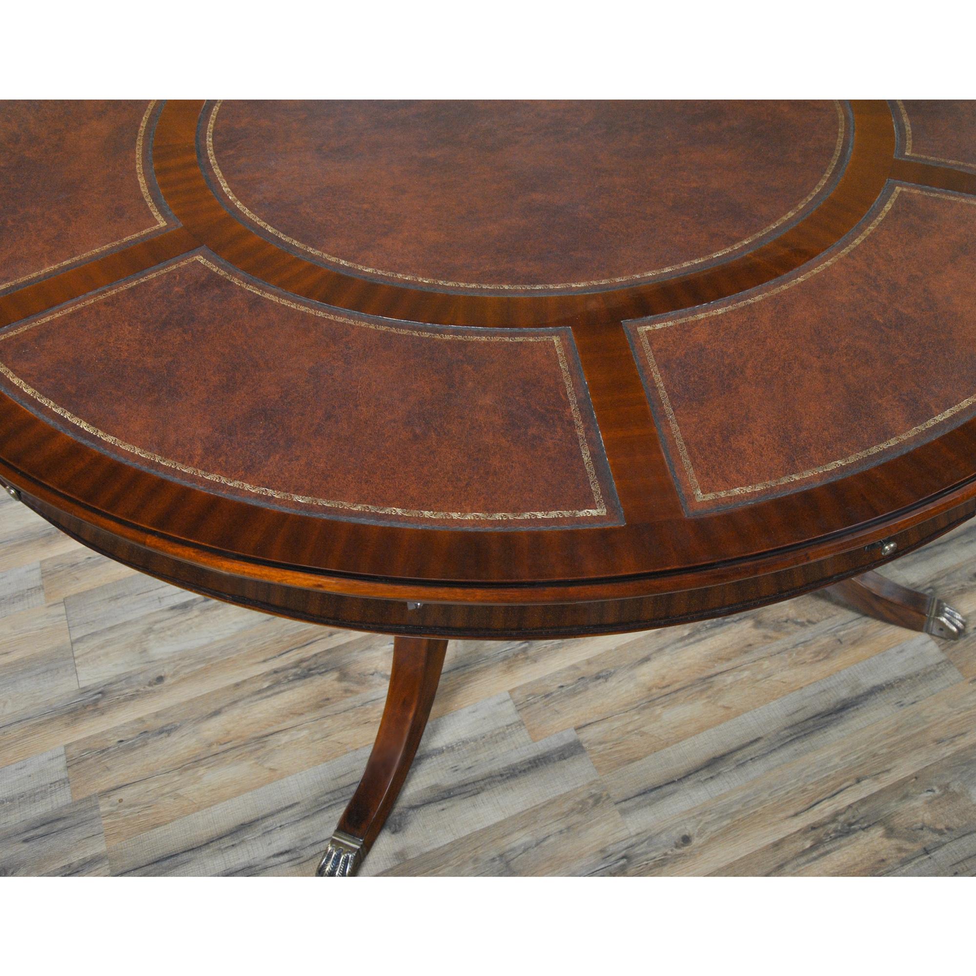 Leather Top Perimeter Dining Table  In New Condition For Sale In Annville, PA