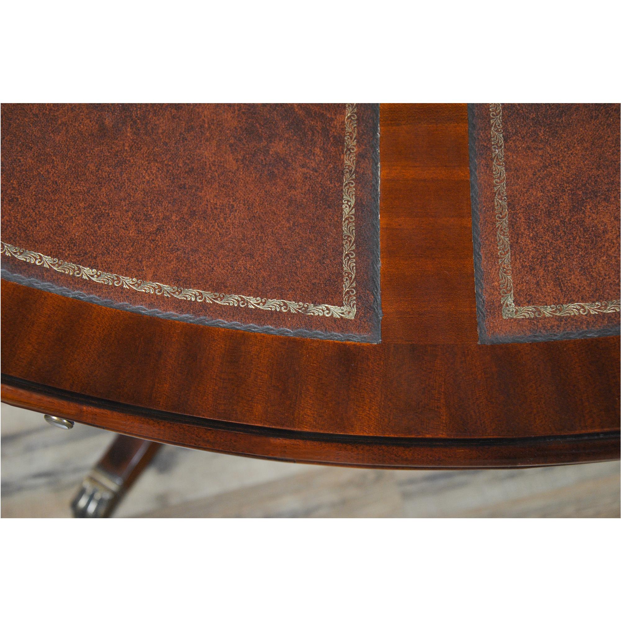 Contemporary Leather Top Perimeter Dining Table  For Sale