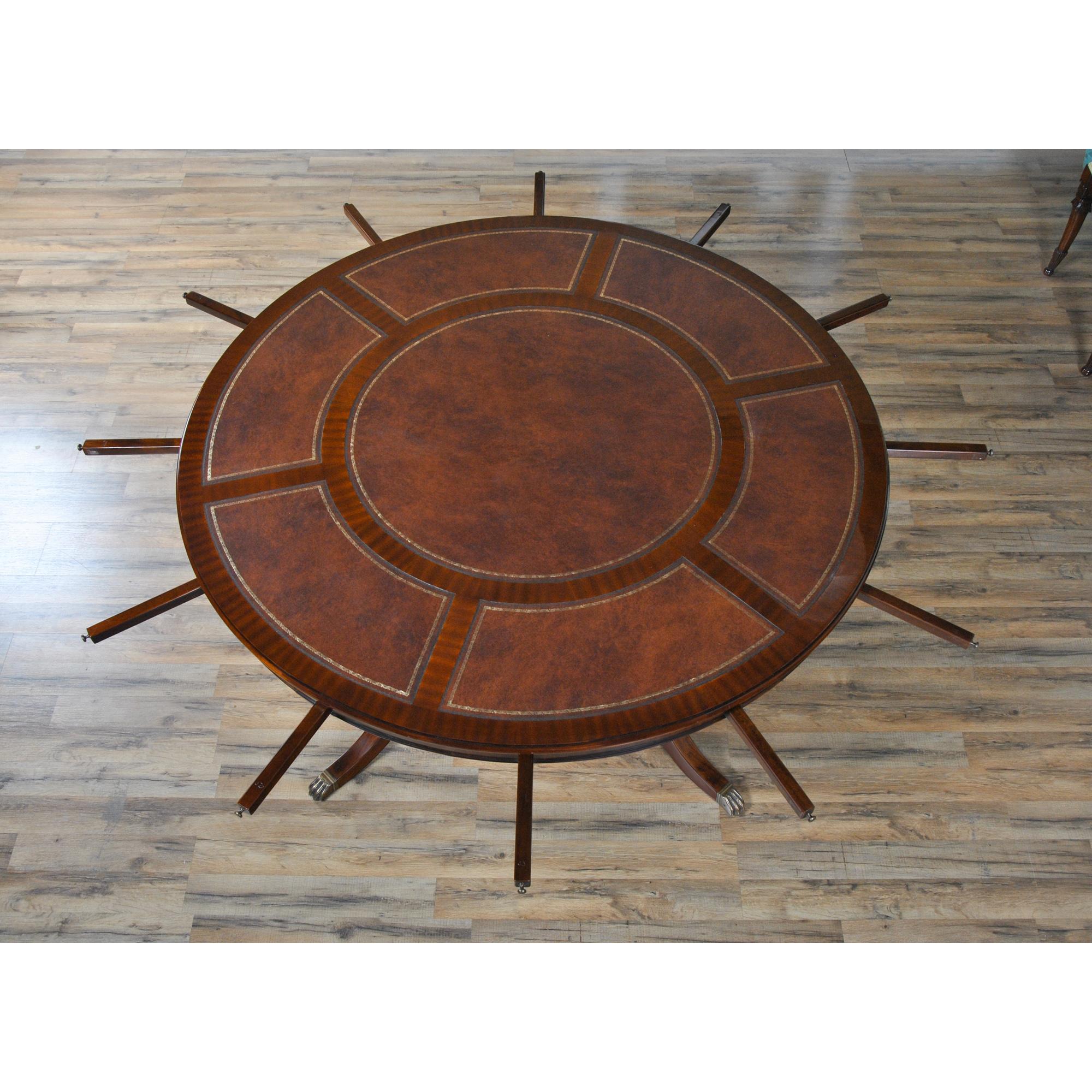 Leather Top Perimeter Dining Table  For Sale 1