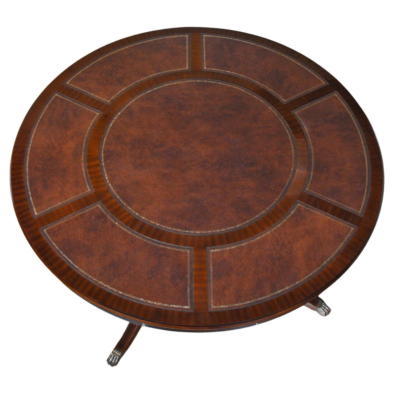 Leather Top Perimeter Dining Table  For Sale