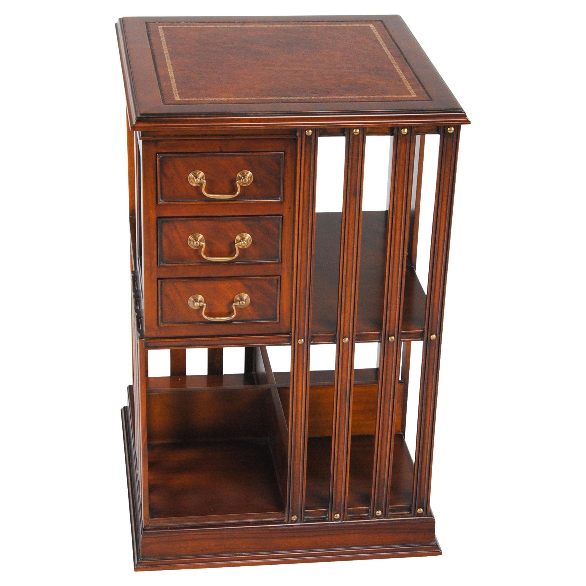 Leather Top Revolving Bookcase For Sale