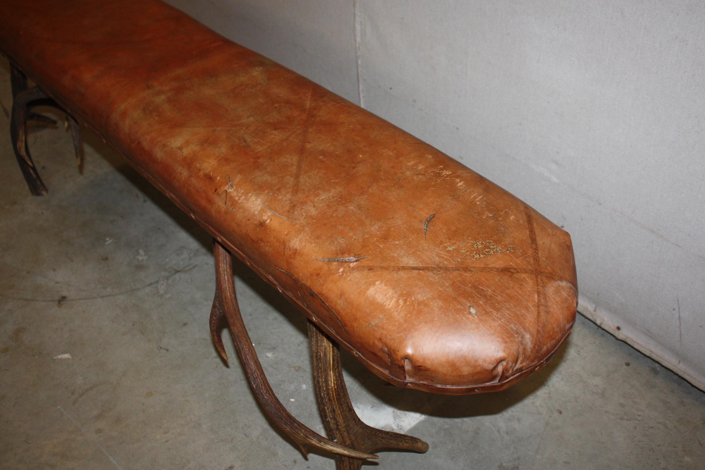 Antler Leather Top Stag Horn Bench For Sale