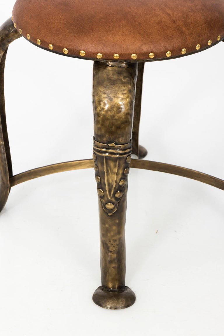Leather Top Stool at 1stDibs