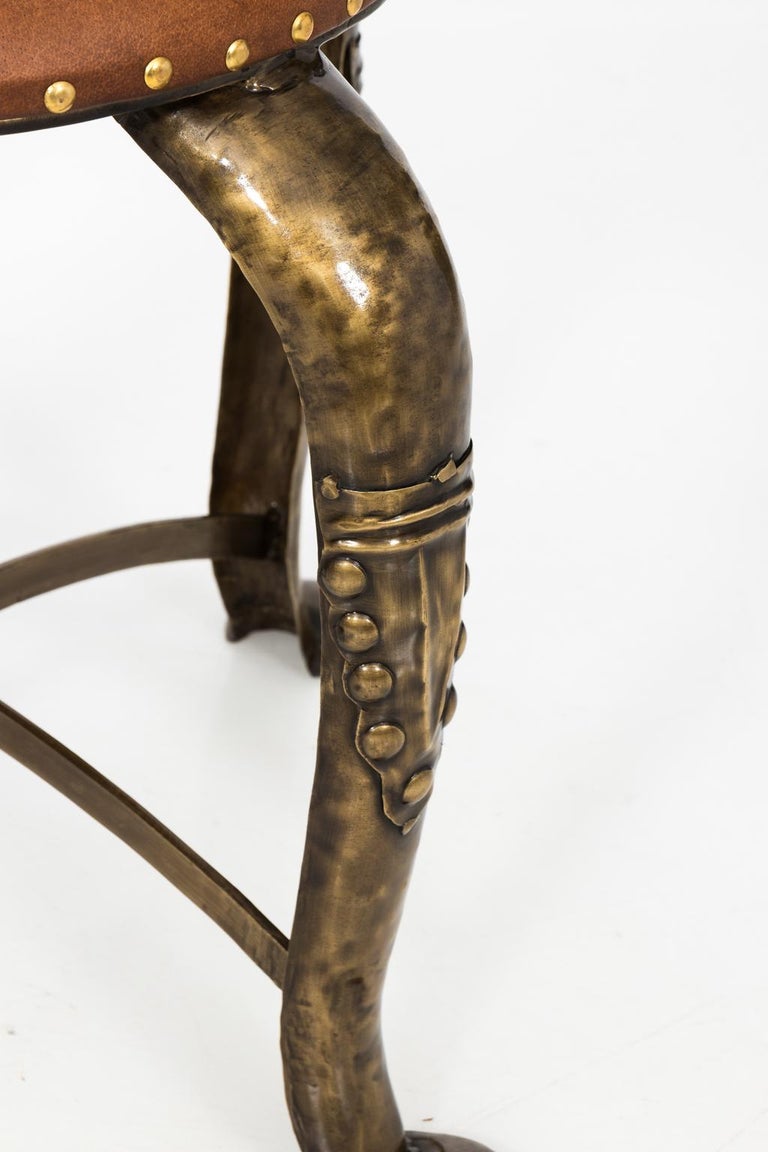 Leather Top Stool at 1stDibs