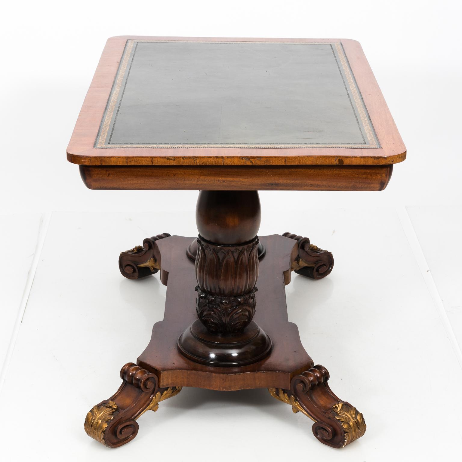Leather Top Trestle Table, circa 1800 For Sale 8