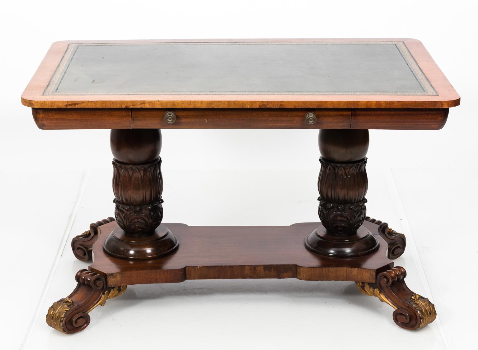 Leather Top Trestle Table, circa 1800 For Sale 9