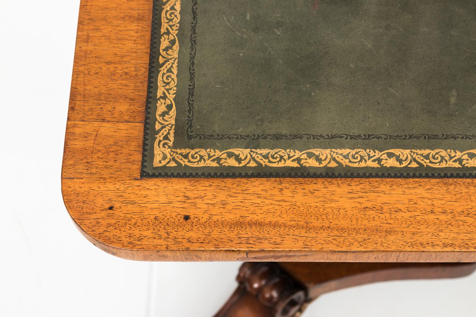 Early 19th Century Leather Top Trestle Table, circa 1800 For Sale