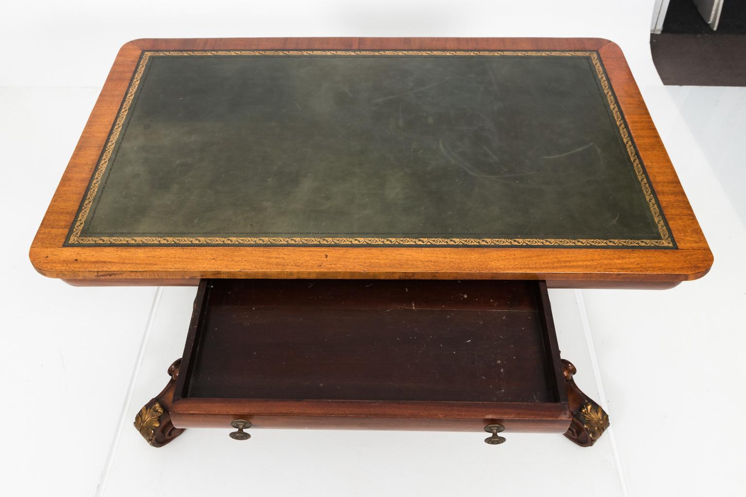 Leather Top Trestle Table, circa 1800 For Sale 2