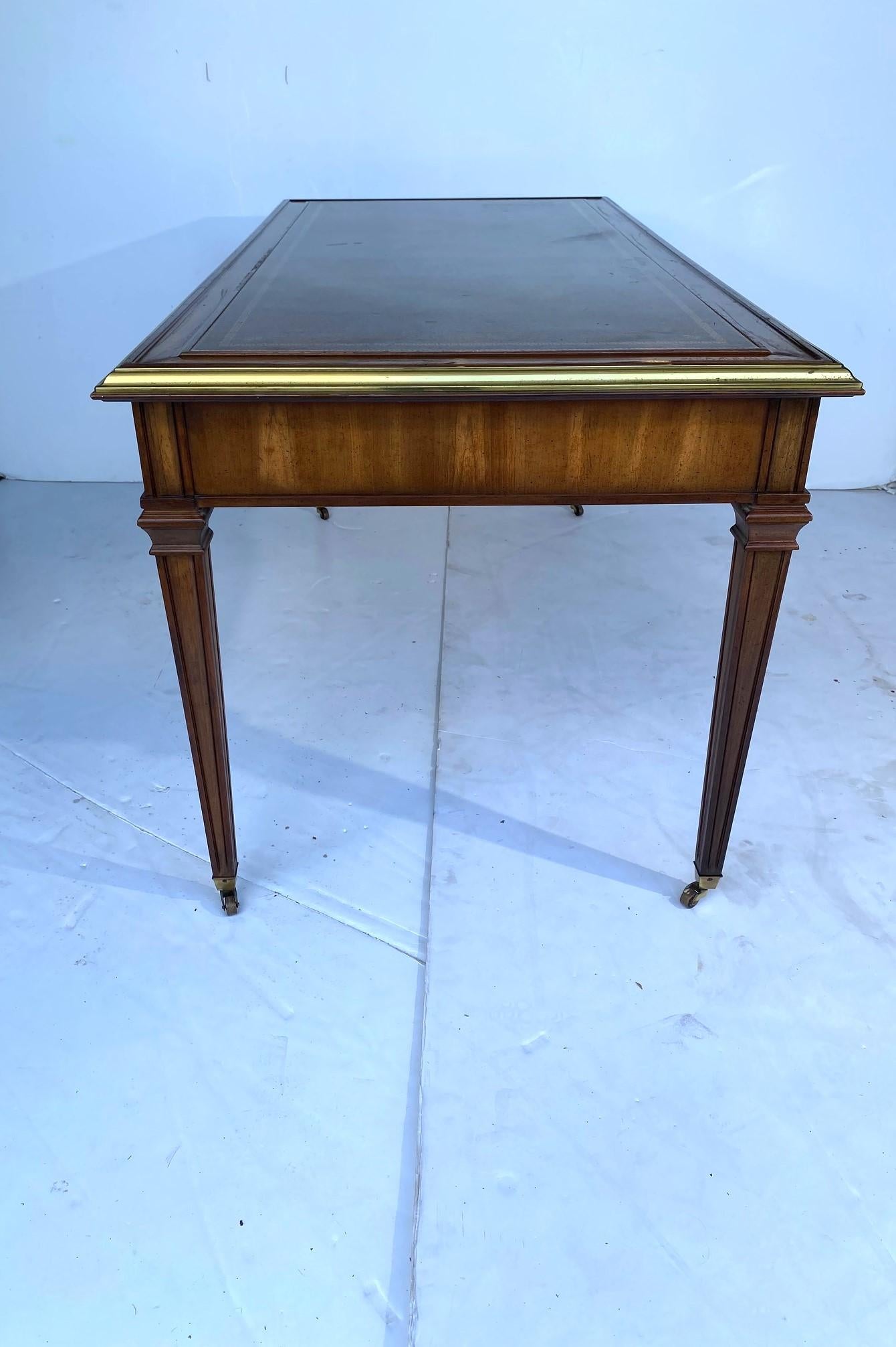American Leather Top Writing Desk For Sale