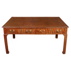 Antique Leather Top Writing Desk with Ming Style Legs