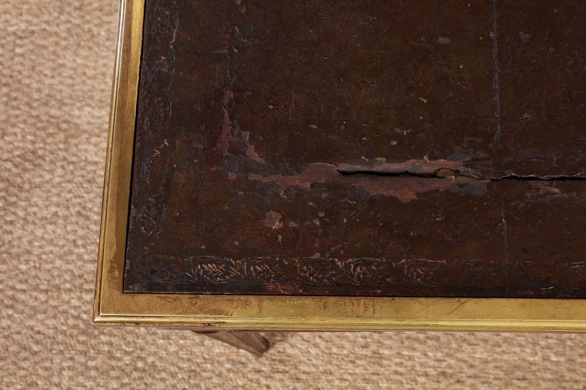 Leather Topped and Brass Trimmed Louis XVI Writing Table For Sale 1