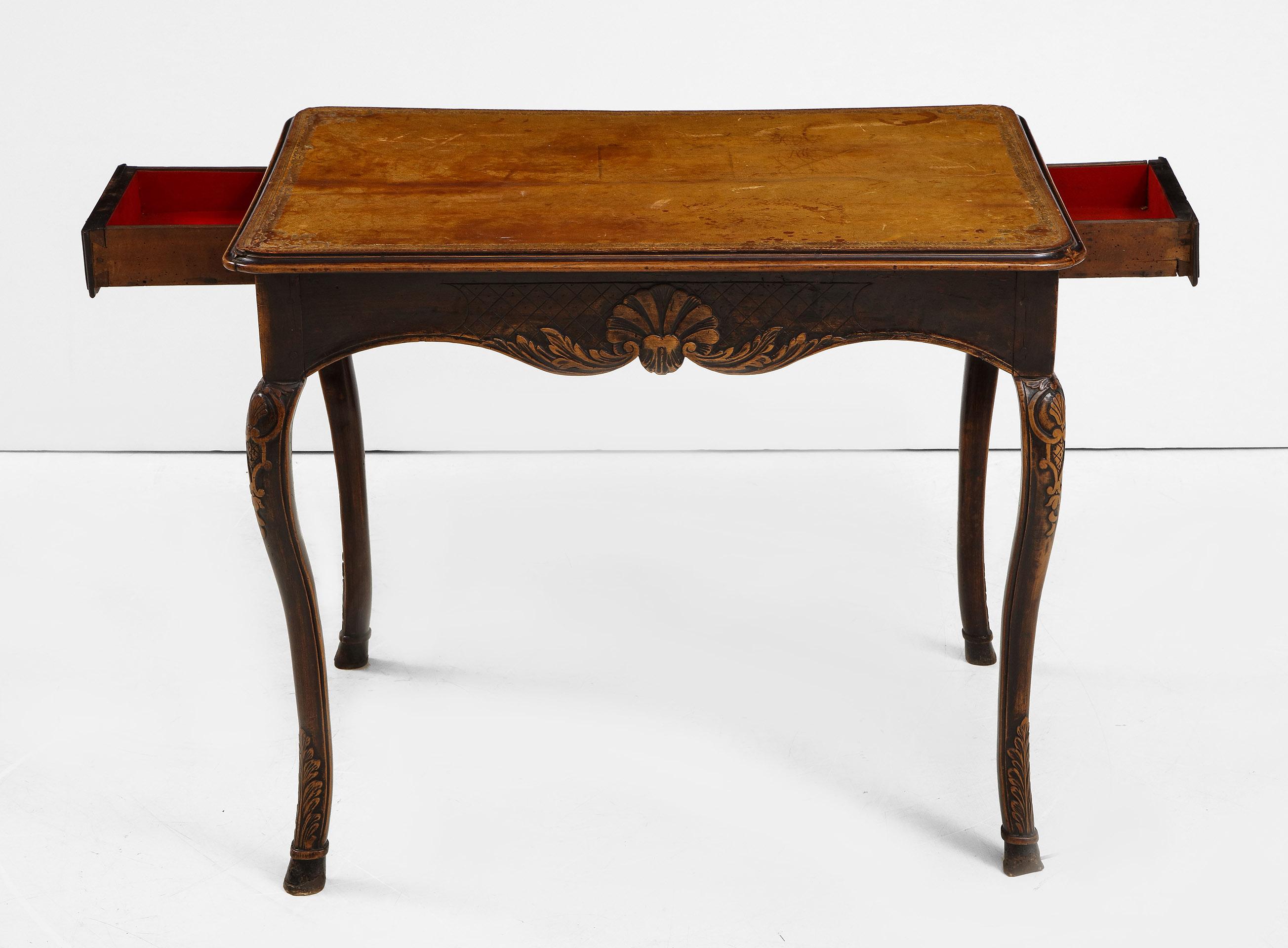 18th Century and Earlier Leather Topped End Table For Sale