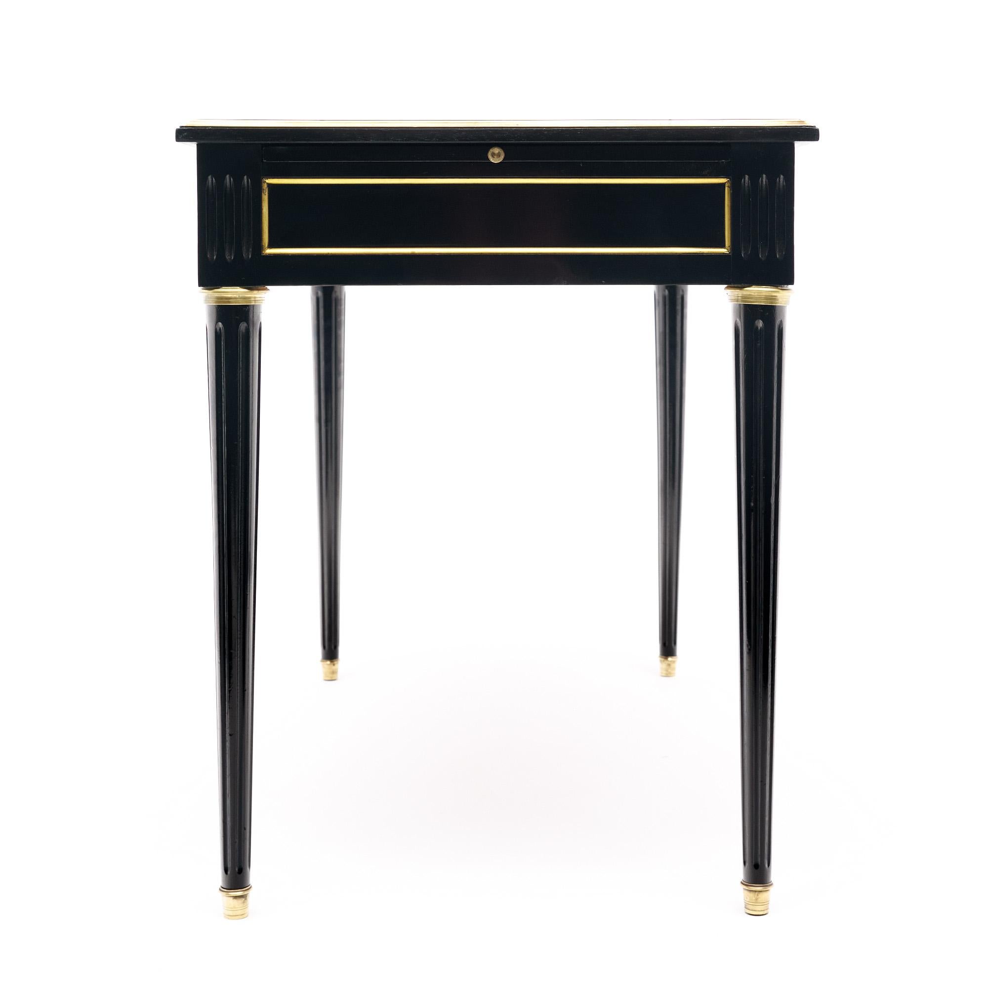 Brass Leather Topped Louis XVI Writing Desk For Sale