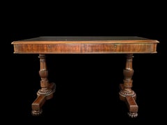 Leather Topped Regency Rectangular Mahogany Pedestal Table