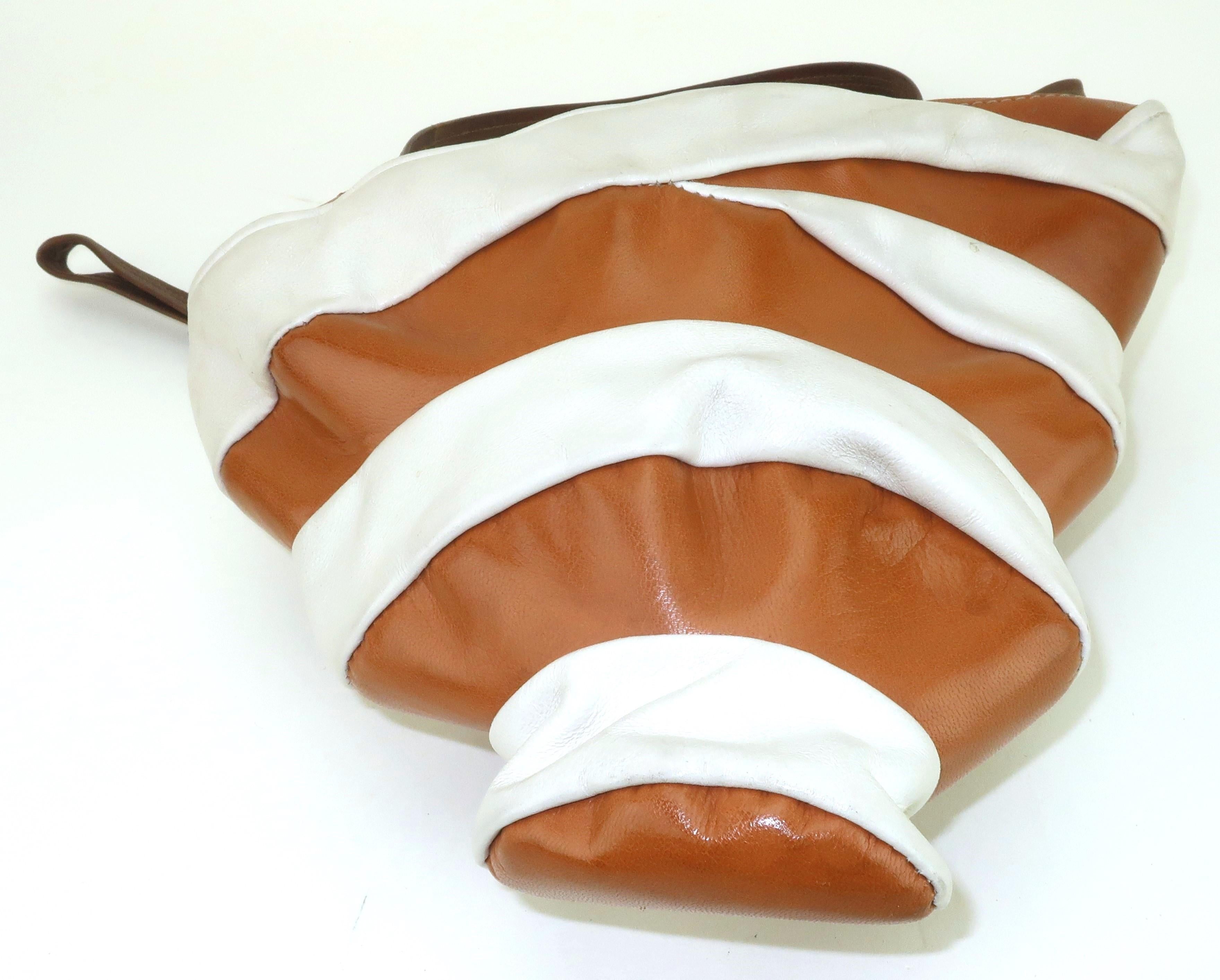 Leather Tornado Shaped Two Tone Handbag, 1980's For Sale 1