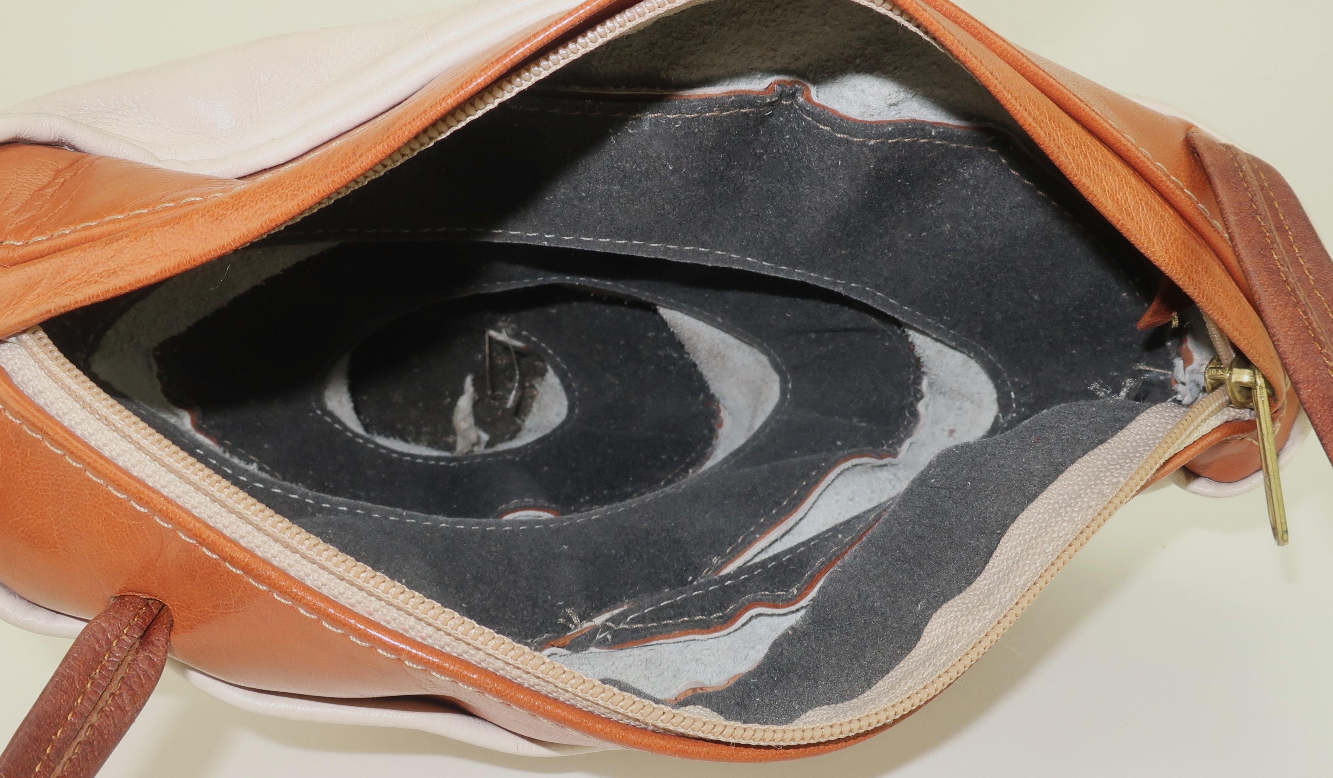 Leather Tornado Shaped Two Tone Handbag, 1980's For Sale 4