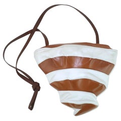 Leather Tornado Shaped Two Tone Handbag, 1980's