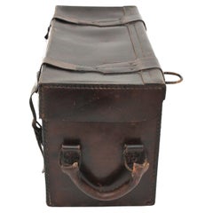 Leather Travel Trunk with Handles, France 1940s