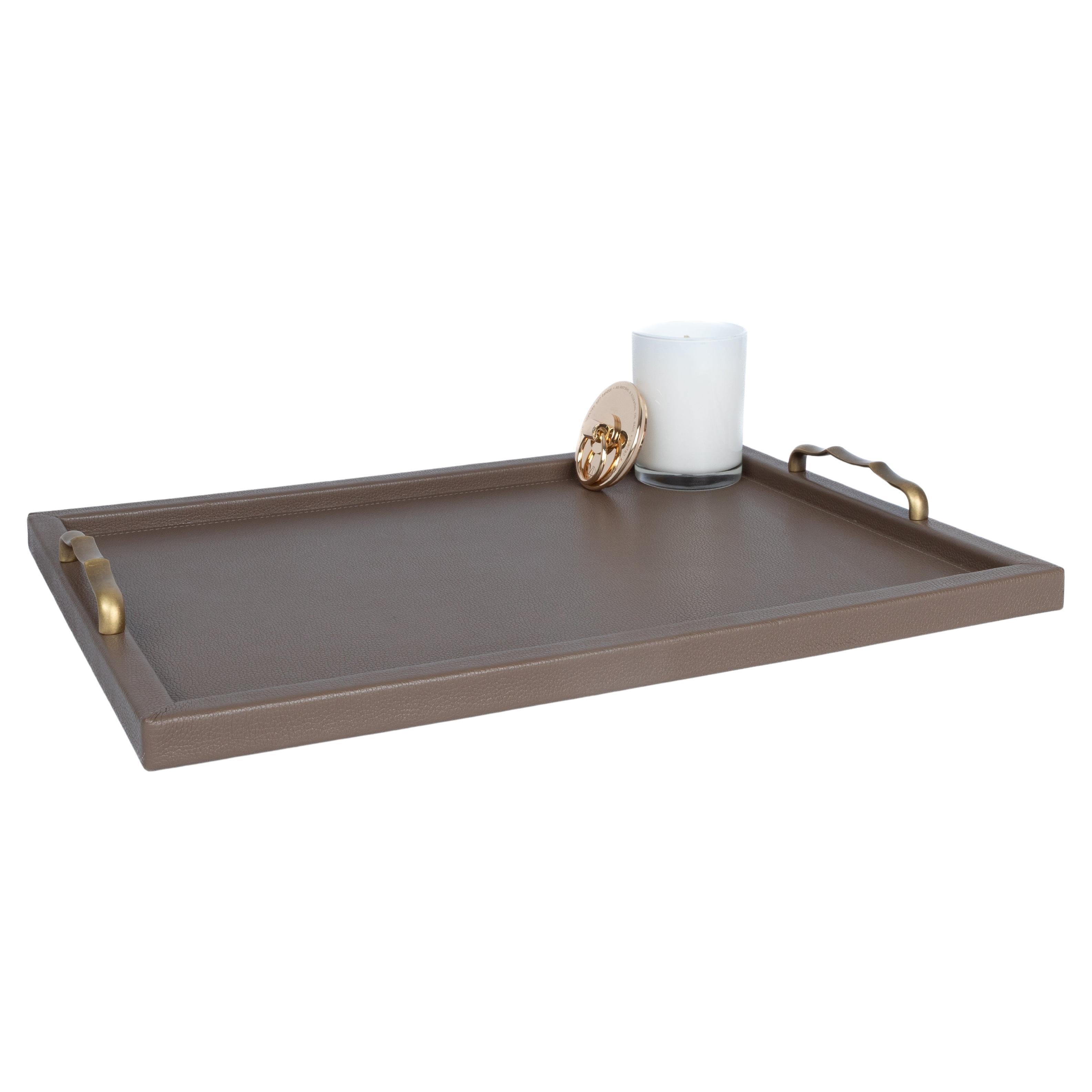 Leather Tray AUREN by ARIA HOME - Chinoiserie style - Large - Color: Clay