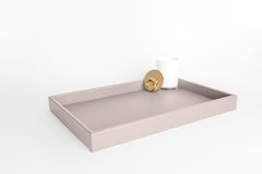 Vassoio in pelle, grande vassoio rettangolare, fatto a mano - Colore: Vaniglia