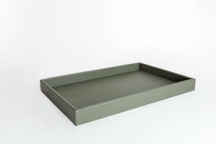 Vassoio in pelle, grande vassoio rettangolare, fatto a mano - Colore: Militare