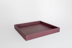 Leather Tray, Large A Square Tray, Handmade - Color: Wine