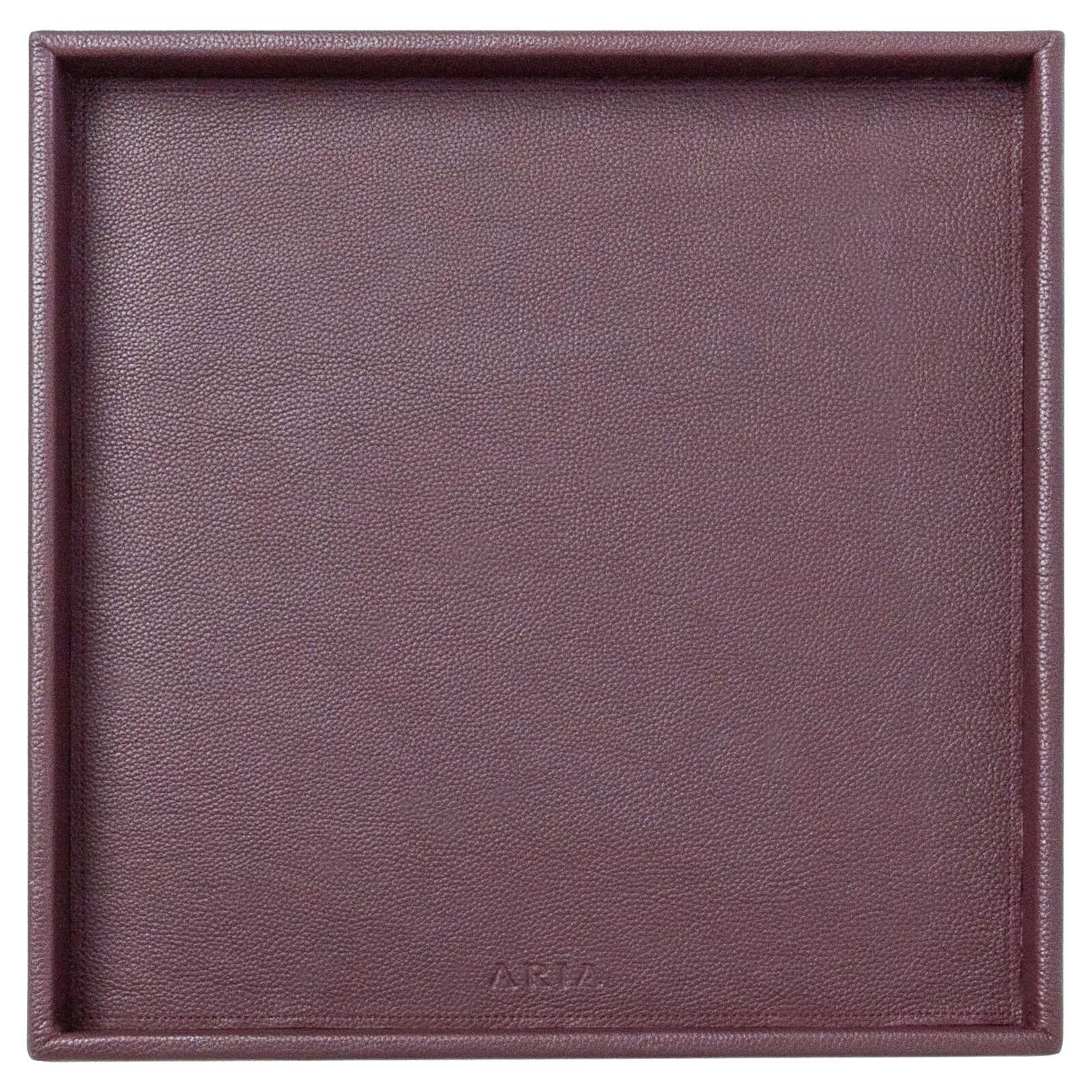 square leather tray