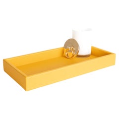Ledertablett, Medium A, rechteckiges Tablett, handgefertigt, Farbe: Safranfarben