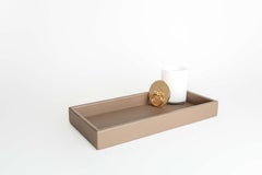 Plateau en cuir, Plateau rectangulaire moyen A - Fait à la main - Couleur : argile