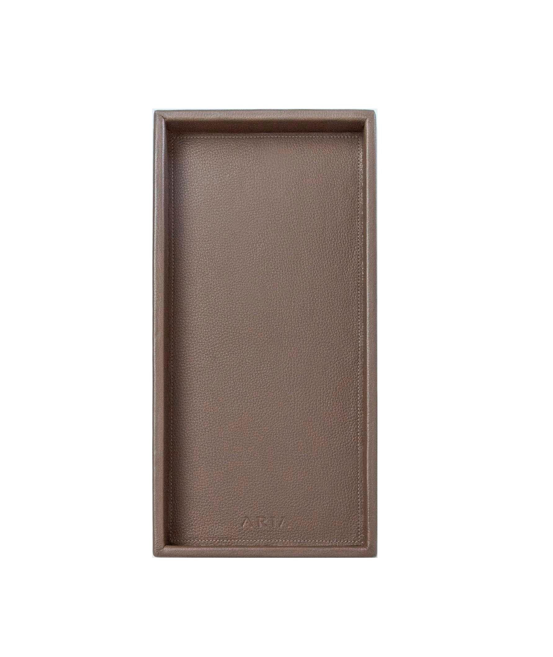 Modern Leather Tray, Medium A Rectangular Tray - Handmade in Brazil - Color: Clay For Sale